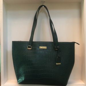 Anne Klein Hunter Green Croc Embossed Vegan Bag